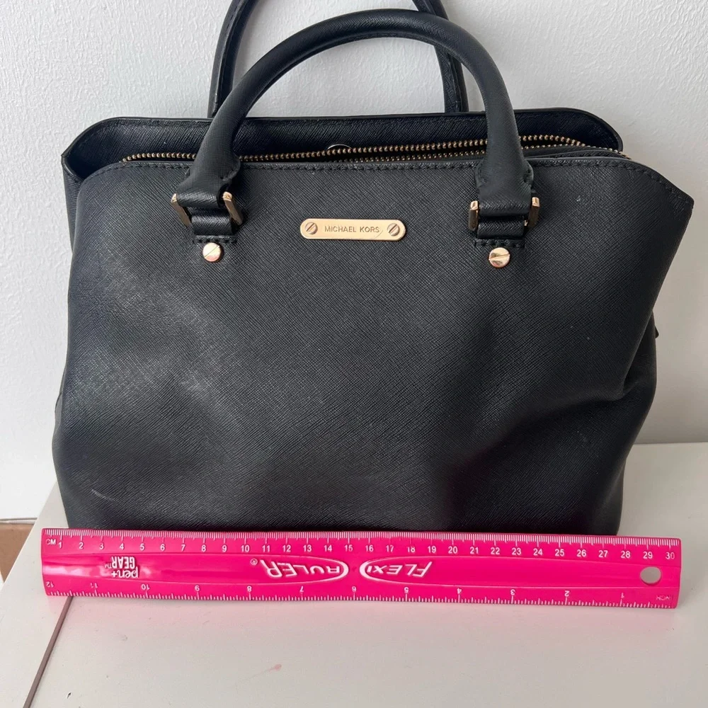 Michael Kors Black Satchel with Gold Accents